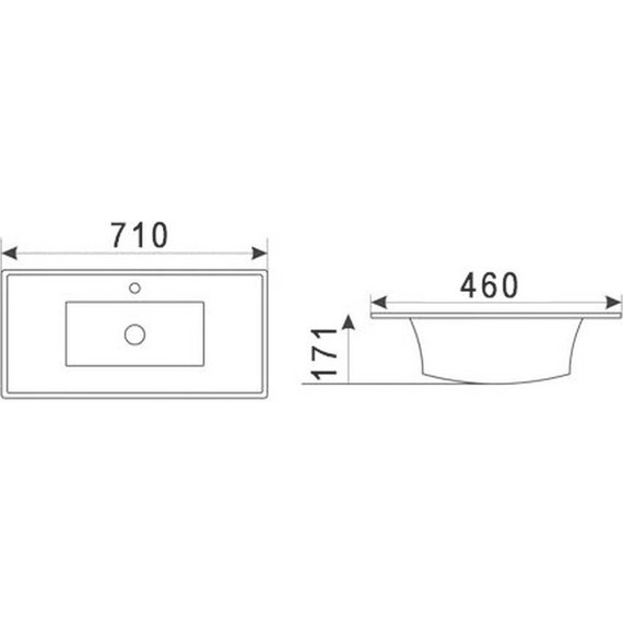 Раковина врезная на столешницу CeramaLux N 71 см JY-807-70 - фото 3