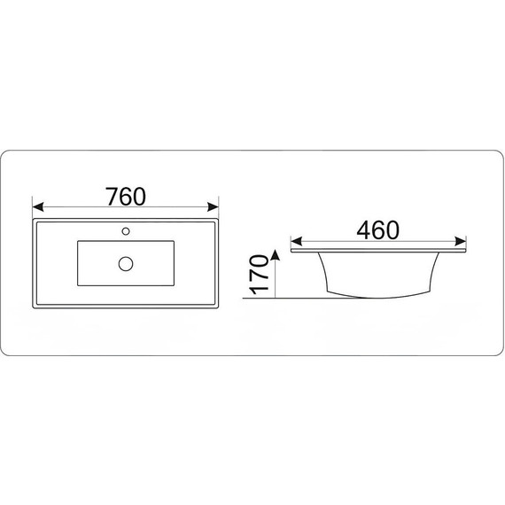 Раковина врезная на столешницу CeramaLux N 76 см JY-807-75 - фото, картинка 3 Раковина врезная на столешницу CeramaLux N 76 см JY-807-75 - фото 3