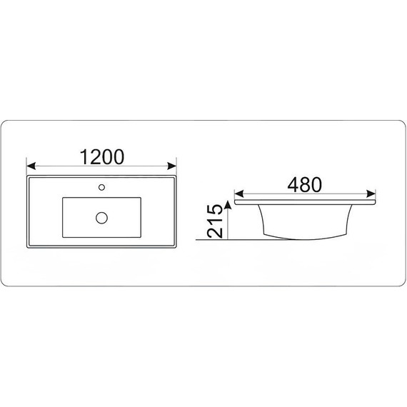 Раковина врезная на столешницу CeramaLux N 120 см NYJ840-120 - фото, картинка 3 Раковина врезная на столешницу CeramaLux N 120 см NYJ840-120 - фото 3