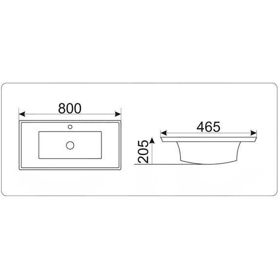 Раковина врезная на столешницу CeramaLux N 80 см NYJ851-80 - фото, картинка 2 Раковина врезная на столешницу CeramaLux N 80 см NYJ851-80 - фото 2