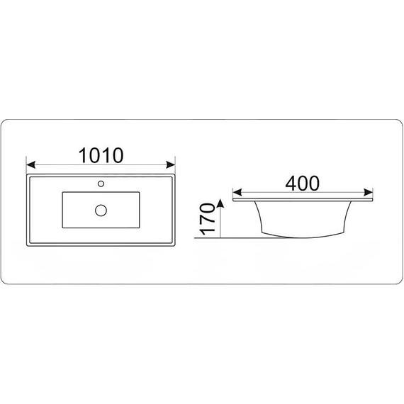 Раковина врезная на столешницу CeramaLux N 101 см YJ-803-100 - фото, картинка 6 Раковина врезная на столешницу CeramaLux N 101 см YJ-803-100 - фото 6