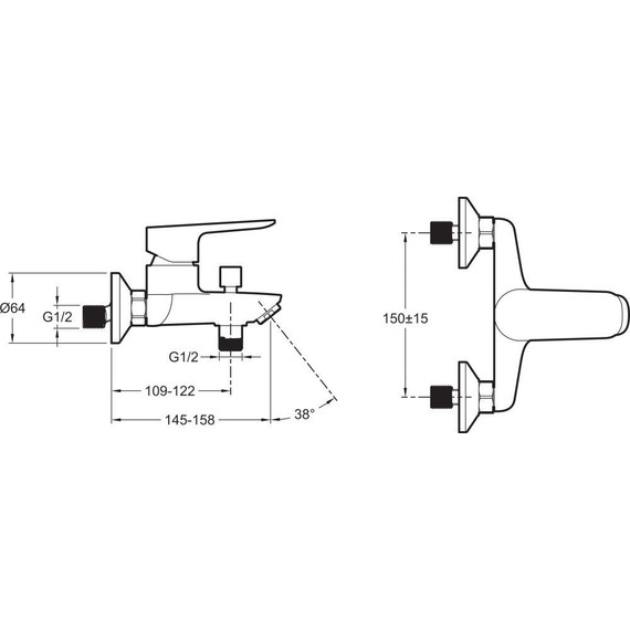 Набор смесителей 3 в 1 для ванны с коротким изливом Jacob Delafon Oscar E29845RU-BL, черный матовый - фото, картинка 10 Набор смесителей 3 в 1 для ванны с коротким изливом Jacob Delafon Oscar E29845RU-BL, черный матовый - фото 10