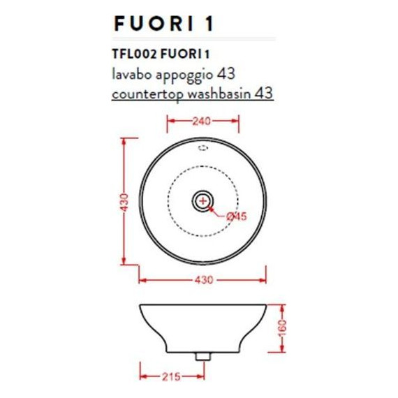 Раковина-чаша ArtCeram Washbasins Fuori 43 см TFL002 01 00 bi*0 - фото 3