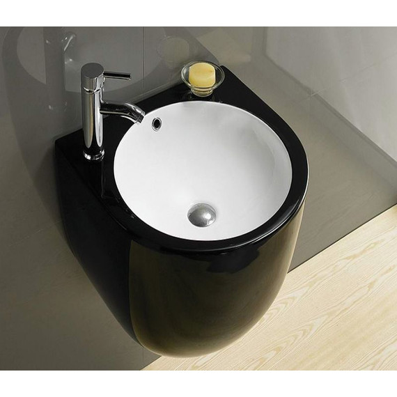 Раковина подвесная CeramaLux N 49 см 500FBW, белый/черный - фото, картинка 2 Раковина подвесная CeramaLux N 49 см 500FBW, белый/черный - фото 2