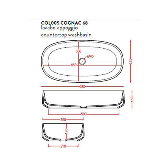 Раковина-чаша ArtCeram Cognac 68 см COL005 05 00 bi matt, белый матовый - фото 3