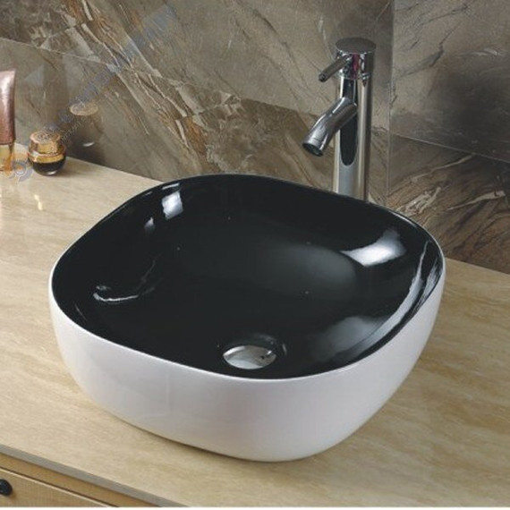 Раковина-чаша CeramaLux NC 42 см 360, черный/белый - фото, картинка 2 Раковина-чаша CeramaLux NC 42 см 360, черный/белый - фото 2