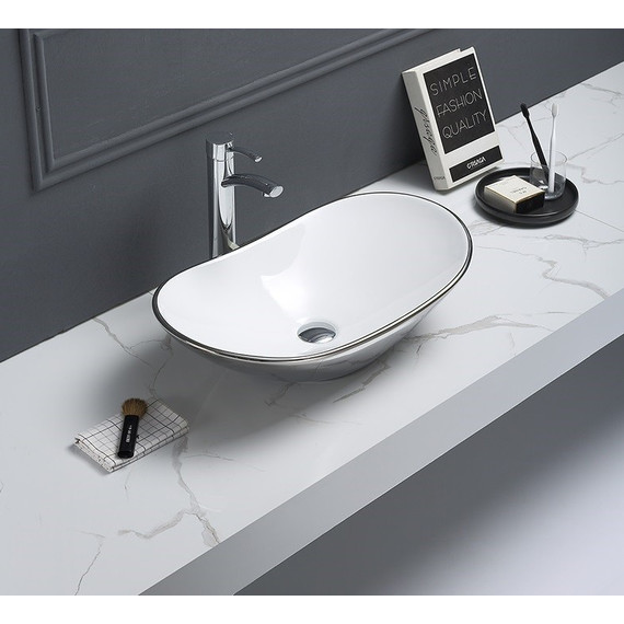 Раковина-чаша CeramaLux NC 61 см 7811ASW, белый/серый - фото 2