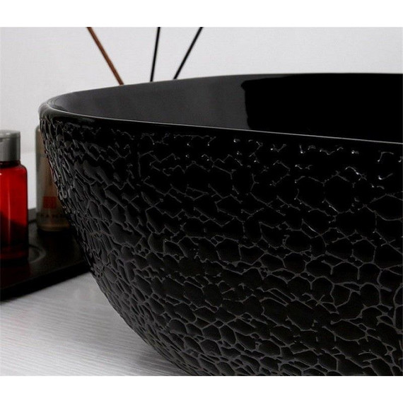 Раковина-чаша CeramaLux LuxeLine 42 см D1301H004, черный глянцевый - фото 3