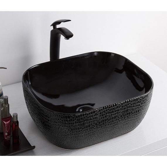 Раковина-чаша CeramaLux LuxeLine 50 см D1302H004, черный глянцевый - фото, картинка 3 Раковина-чаша CeramaLux LuxeLine 50 см D1302H004, черный глянцевый - фото 3