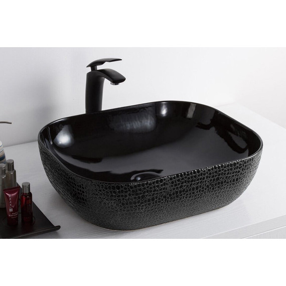 Раковина-чаша CeramaLux LuxeLine 50 см D1302H004, черный глянцевый - фото, картинка 2 Раковина-чаша CeramaLux LuxeLine 50 см D1302H004, черный глянцевый - фото 2