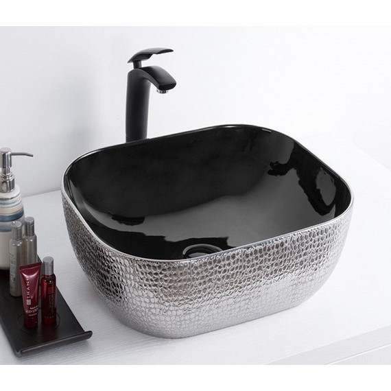 Раковина-чаша CeramaLux LuxeLine 50 см D1302H020, черный/серый - фото 2