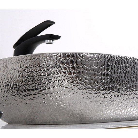 Раковина-чаша CeramaLux LuxeLine 50 см D1302H020, черный/серый - фото 4