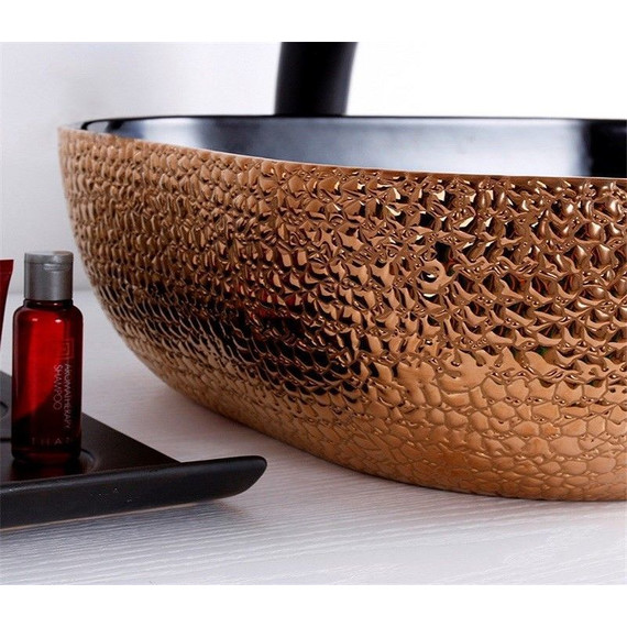 Раковина-чаша CeramaLux LuxeLine 50 см D1302H024, черный/медь - фото 3