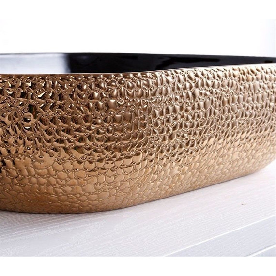 Раковина-чаша CeramaLux LuxeLine 50 см D1302H024, черный/медь - фото 4