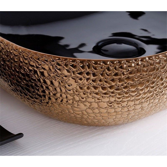 Раковина-чаша CeramaLux LuxeLine 50 см D1302H024, черный/медь - фото 5