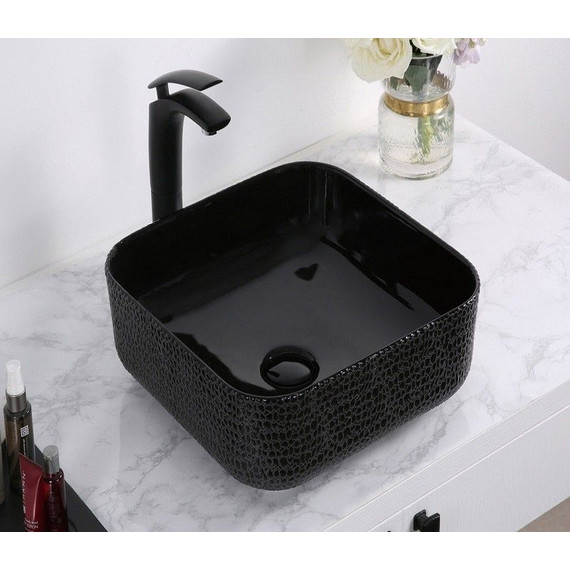 Раковина-чаша CeramaLux LuxeLine 38 см D1303H004, черный глянцевый - фото 2