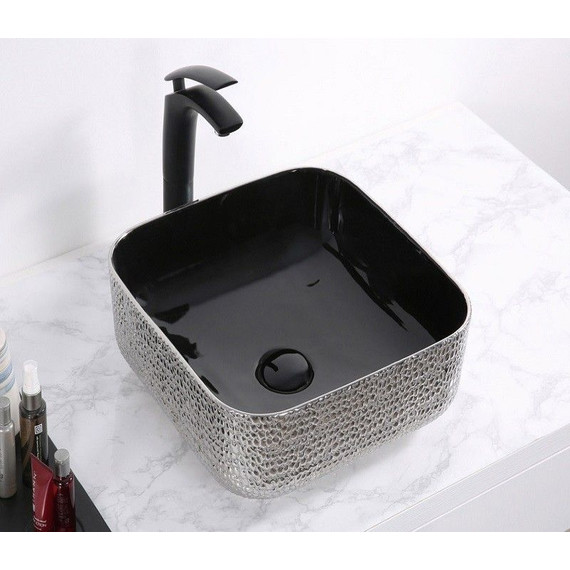 Раковина-чаша CeramaLux LuxeLine 38 см D1303H020, черный/серый - фото 2