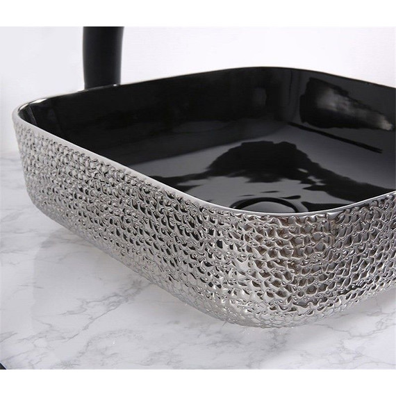 Раковина-чаша CeramaLux LuxeLine 38 см D1303H020, черный/серый - фото 3