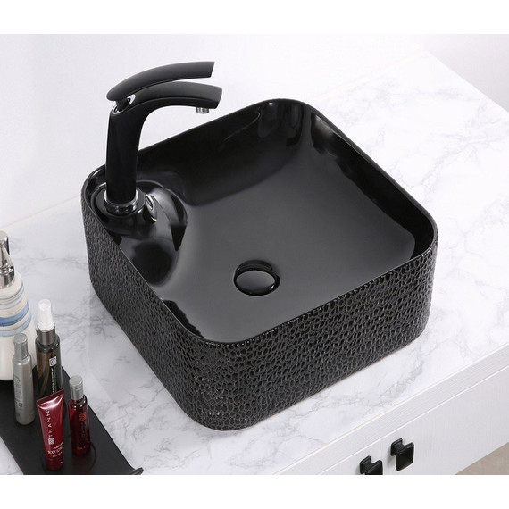 Раковина-чаша CeramaLux LuxeLine 43 см D1305H004, черный глянцевый - фото 2