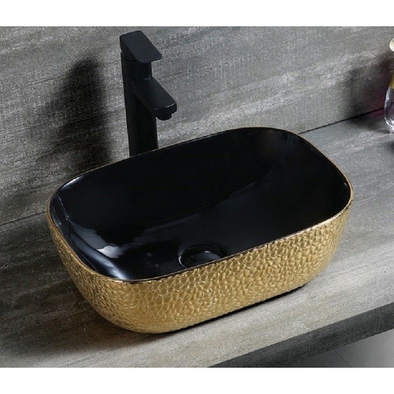 Раковина-чаша CeramaLux LuxeLine 45 см D1333H022, черный/золотой - фото 3