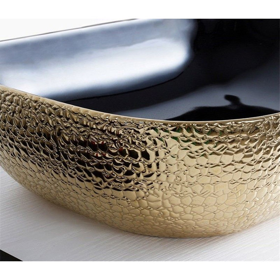 Раковина-чаша CeramaLux LuxeLine 45 см D1333H022, черный/золотой - фото 4