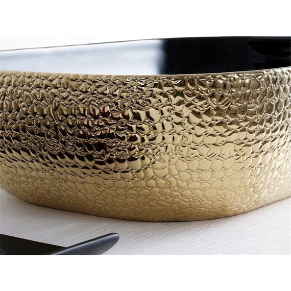 Раковина-чаша CeramaLux LuxeLine 45 см D1333H022, черный/золотой - фото 5