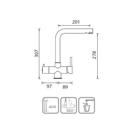 Смеситель для кухни Schock WELLUS 710124, хром/эверест - фото 2
