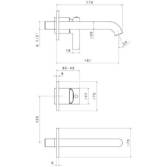 Смеситель для раковины настенный Kerama Marazzi Linea 71028EKM.01.093, черный матовый - фото 2
