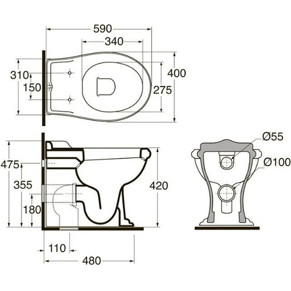 Унитаз приставной Azzurra Jubilaeum JUVCTP000000BI - фото 5