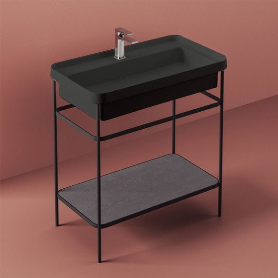 Раковина с металлической консолью ArtCeram Fuori Scala 77 см TFL035 17 00 *1, чёрный матовый - фото 