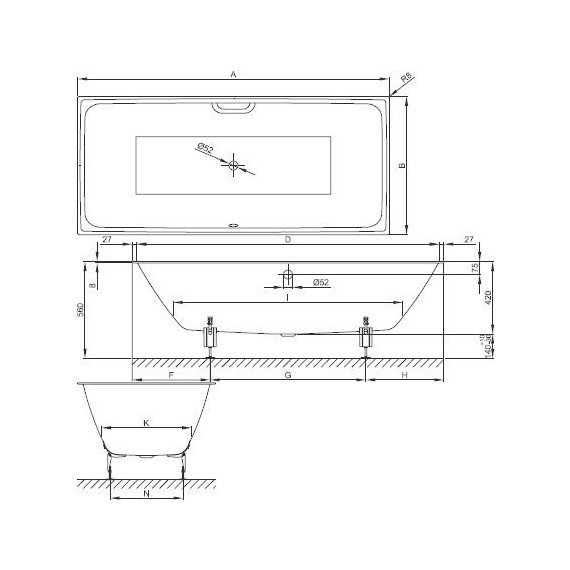 Ванна cтальная Bette Loft 170х80 см 3171-000 - фото 4