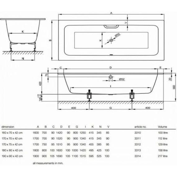 Ванна стальная Bette One 180х80 см 3313-000 - фото 7