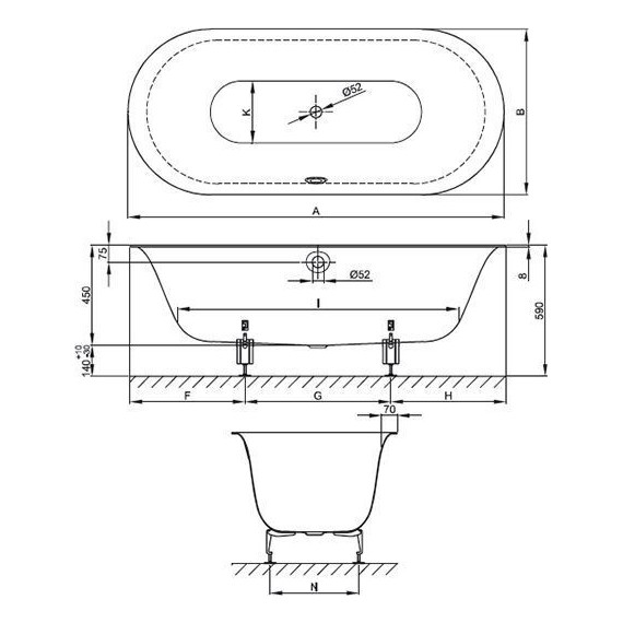 Ванна cтальная Bette Lux Oval 180х80 см 3466-000 PLUS - фото 6