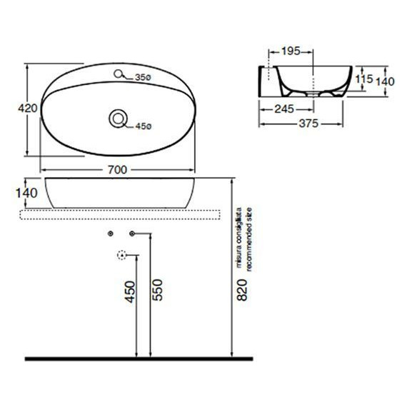 Раковина-чаша Azzurra Elegance 70 см ELLA070420CMBI - фото 4