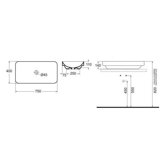 Раковина-чаша Azzurra Elegance 75 см ELLG075400S0BI - фото 3