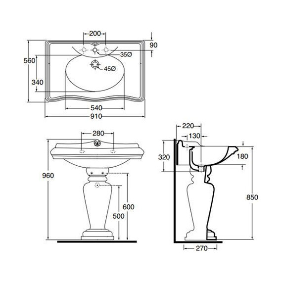 Раковина подвесная Azzurra Jubilaeum 91 см JULP0905500MBI - фото 4