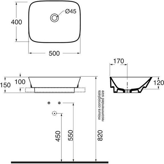 Раковина-чаша Azzurra Prua 50 см PRLN05040000BI - фото 4