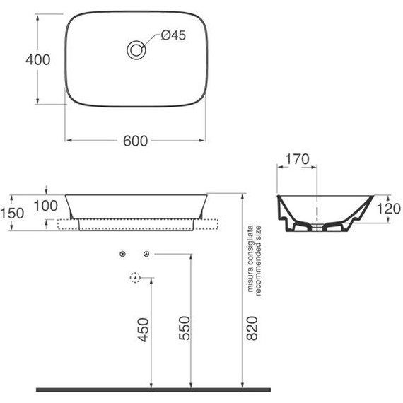 Раковина-чаша Azzurra Prua 60 см PRLN06040000BI - фото 3