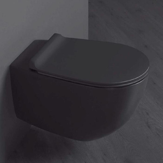 Унитаз подвесной безободковый Simas Vigoni VI18nero matt, чёрный матовый - фото 