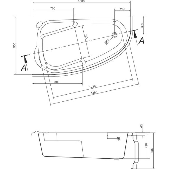 Ванна акриловая Cersanit Joanna L 160x95 см, Размер - мм: 1600х950 - фото, картинка 15 Ванна акриловая Cersanit Joanna L 160x95 см, Размер - мм: 1600х950 - фото 15
