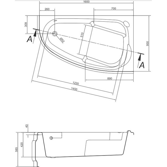 Ванна акриловая Cersanit Joanna R 160x95 см, Размер - мм: 1600х950 - фото, картинка 15 Ванна акриловая Cersanit Joanna R 160x95 см, Размер - мм: 1600х950 - фото 15