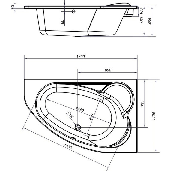 Ванна акриловая Cersanit Kaliope R 170x110 см - фото 10