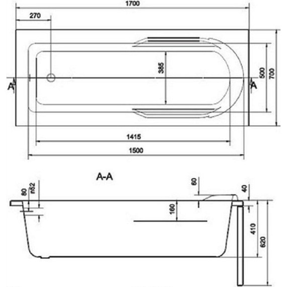 Ванна акриловая Cersanit Santana 170x70 см, Размер - мм: 1700х700 - фото, картинка 10 Ванна акриловая Cersanit Santana 170x70 см, Размер - мм: 1700х700 - фото 10