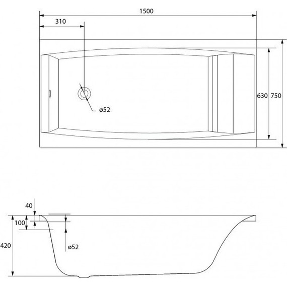 Ванна акриловая Cersanit Virgo 150x75 см, Размер - мм: 1500х750 - фото 12