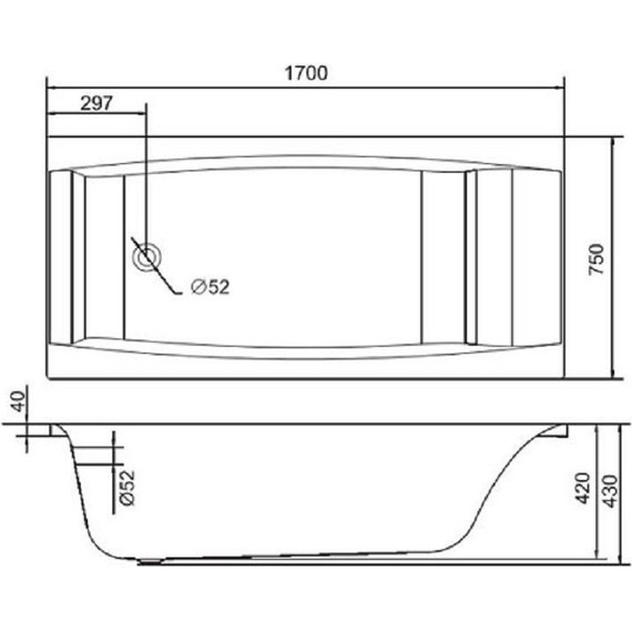 Ванна акриловая Cersanit Virgo 170x75 см, Размер - мм: 1700х750 - фото, картинка 12 Ванна акриловая Cersanit Virgo 170x75 см, Размер - мм: 1700х750 - фото 12