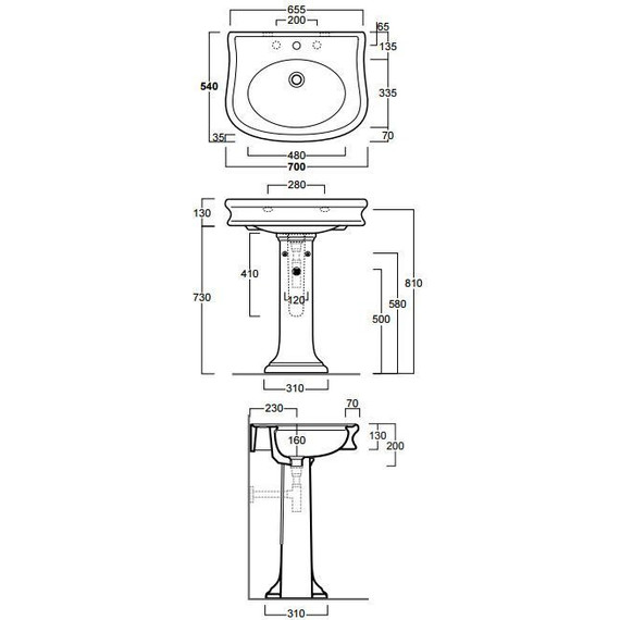 Раковина с пьедесталом Simas Lante 70 см LA10bi*1 - фото 3
