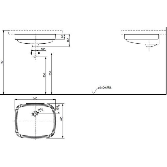 Раковина врезная под столешницу Toto Public 54 см LW765Y#XW - фото 3