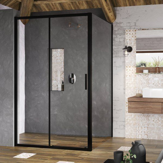 Душевое ограждение Ravak Blix Slim BLSDP2+BLSPS 120х80 см X0PMG0300Z1+X9BM40300Z1 чёрный/прозрачное - фото 