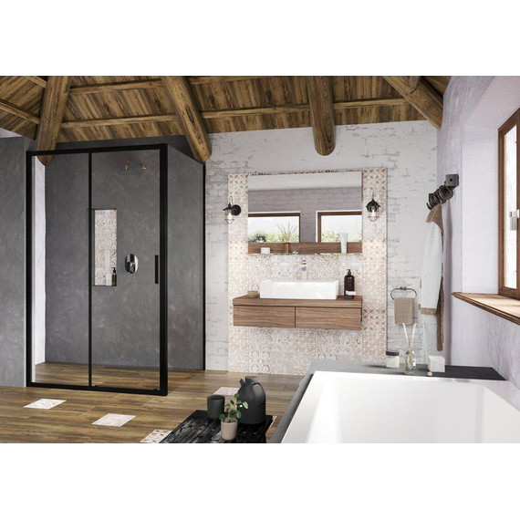 Душевое ограждение Ravak Blix Slim BLSDP2+BLSPS 120х90 см X0PMG0300Z1+X9BM70300Z1 чёрный/прозрачное - фото 2