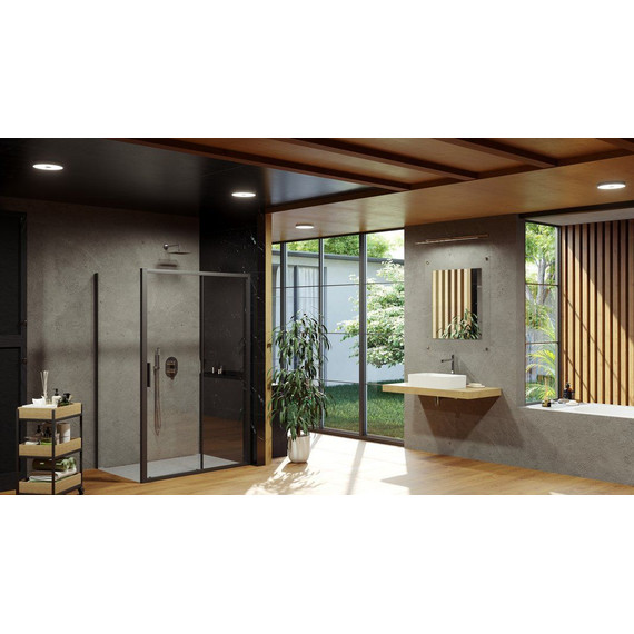 Душевое ограждение Ravak Blix Slim BLSDP2+BLSPS 100х80 см X0PMA0300Z1+X9BM40300Z1 чёрный/прозрачное - фото 3